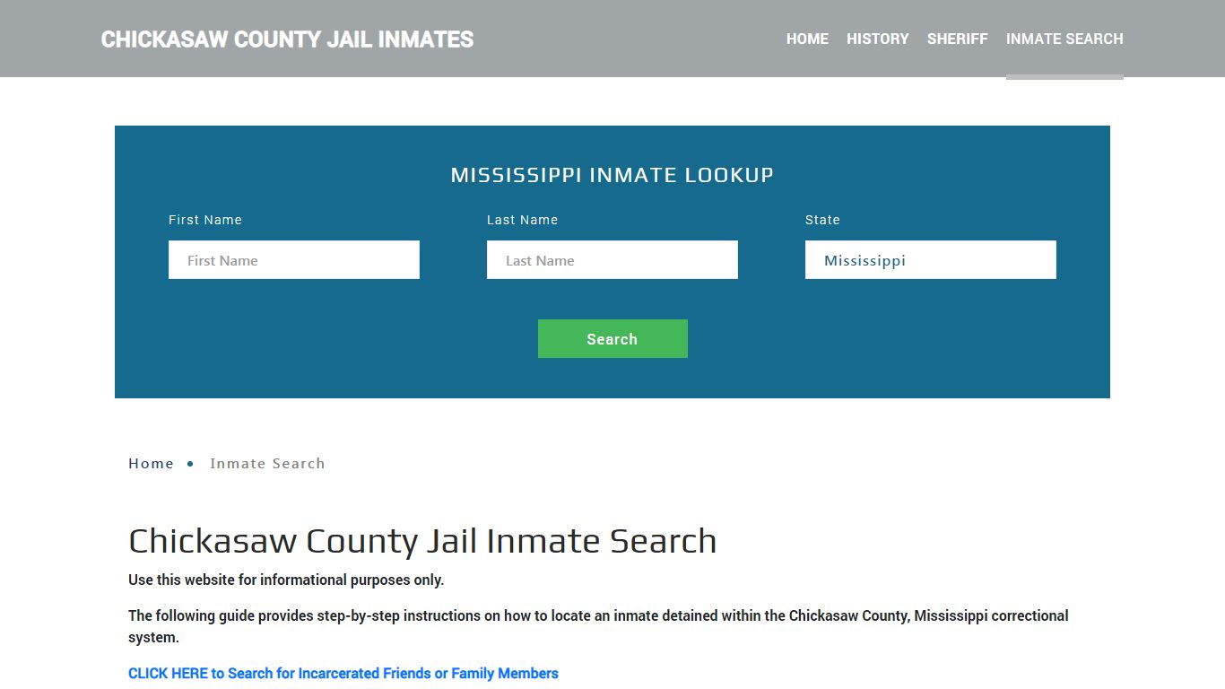 Chickasaw County, MS Detainee Lookup